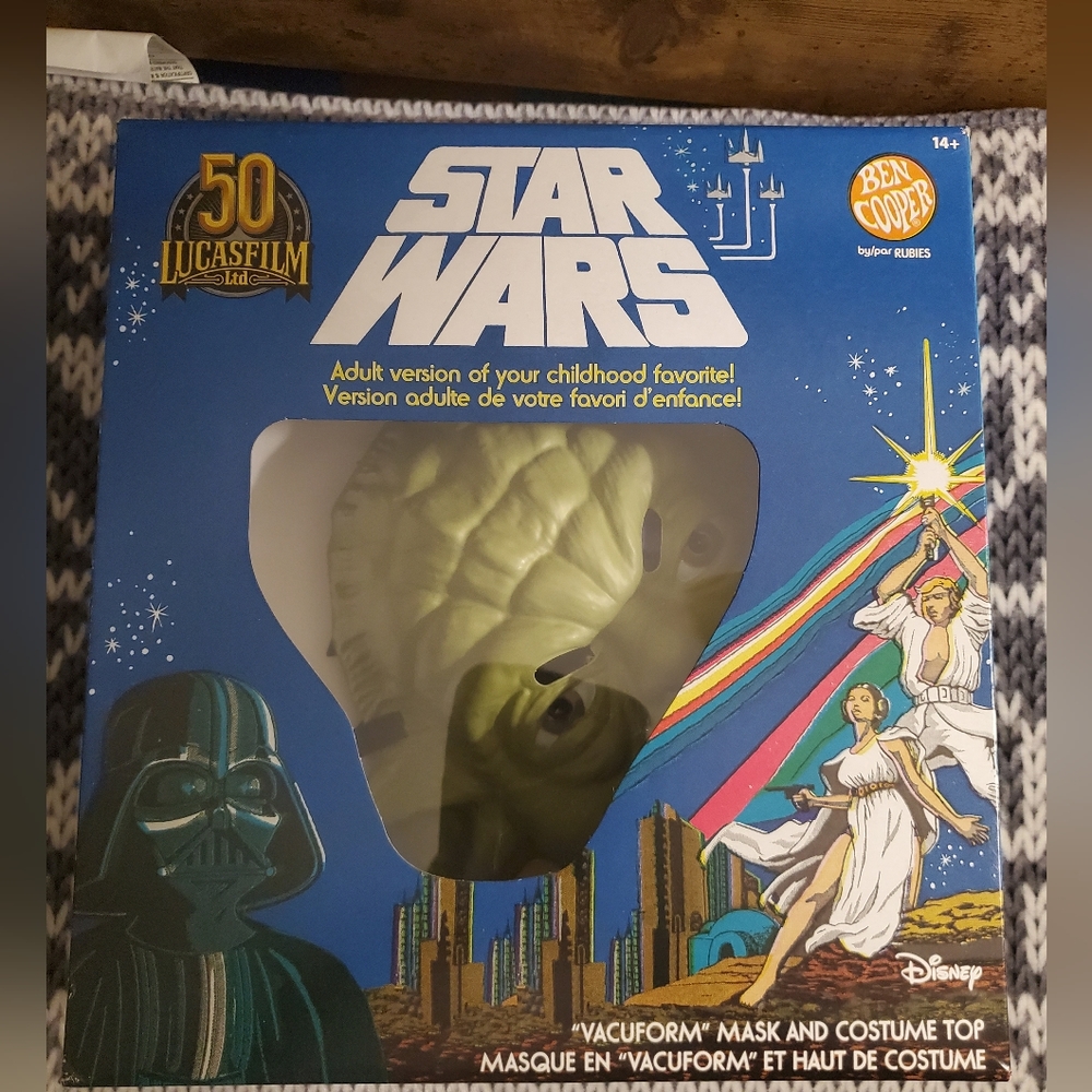 Star Wars Yoda Mask Yoda Ben Cooper Collectable Halloween Costume Adult 50th NEW